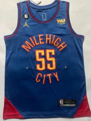 NBA 55 Mutombo Nuggets 22-23 statement Maillot bleu brodé